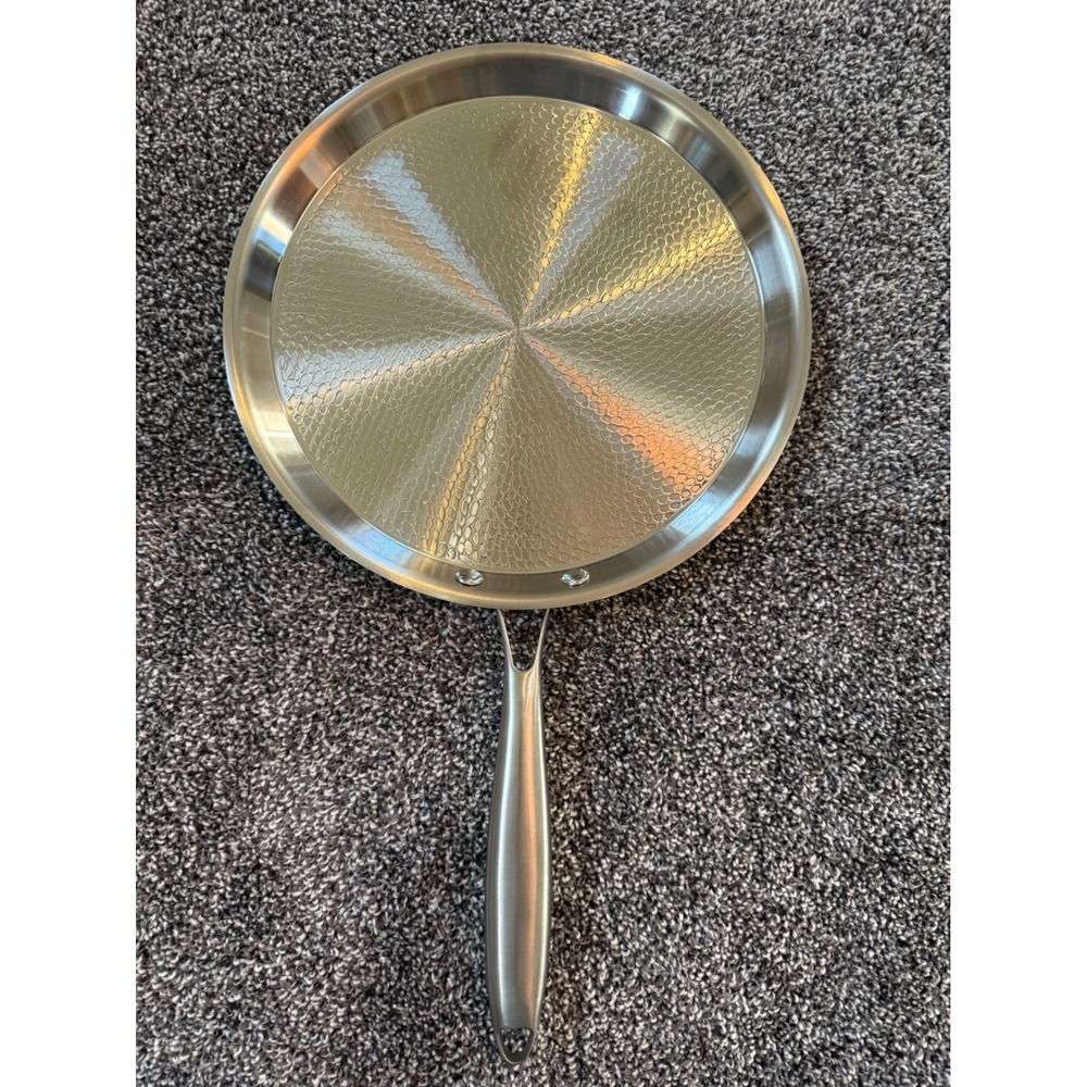 Okura Hand-Hammered Titanium Crepe Pan Japanese Style Induction Safe Silver